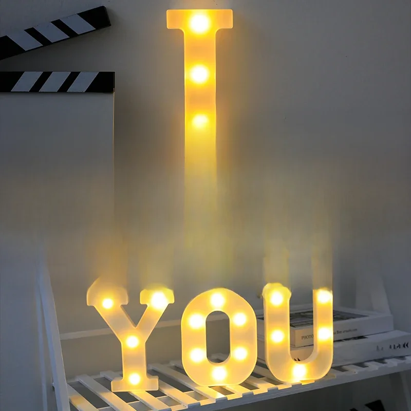 Alphabet lettre LED lumières lumineux numéro lampe décor batterie veilleuse pour la maison mariage anniversaire fête de noël décoration
