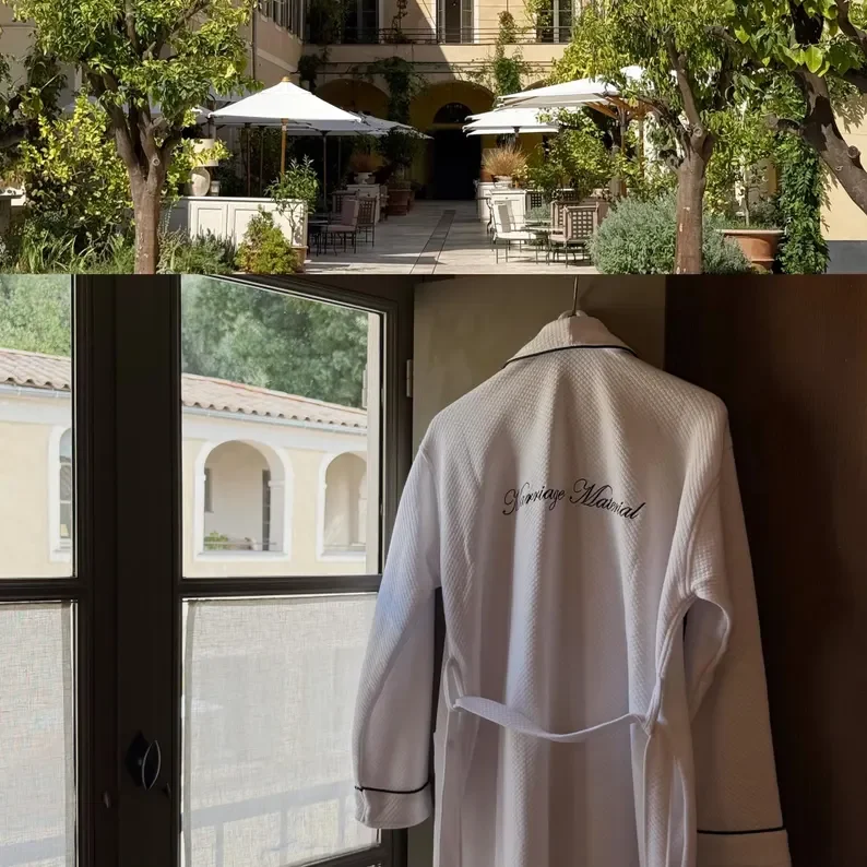 Luxury Personalized Embroidered Robe, Custom Name Bridal Bathrobe, Old Money Style Bride Bridesmaid Gift, Wedding Morning Robe