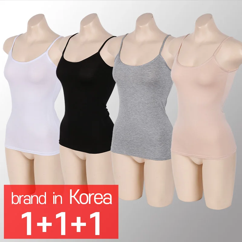 [CALL RA S](3-piece set) Women's Modal tank top String Nashi//Camisoles/Sleeveless/Shirt/string/Running_ CALL RA S