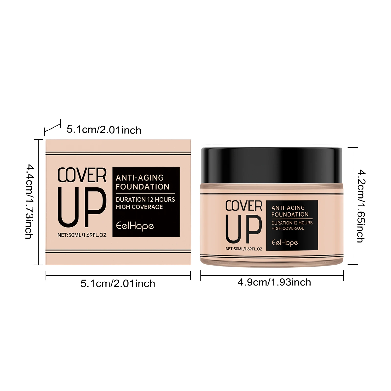 EELHOPE Crema per fondotinta per trucco viso Crema per fondotinta viso non appiccicosa idratante resistente al sudore ad alta copertura duratura