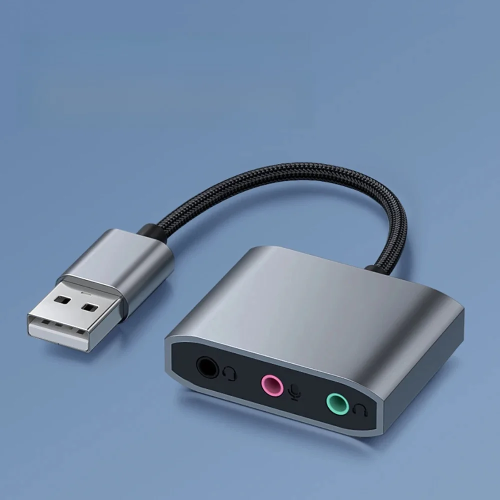 Carte son USB externe 3 en 1, prise Audio, câble adaptateur 3.5mm, 3 Ports, son HIFI pour Microphone, haut-parleur, casque, PC portable