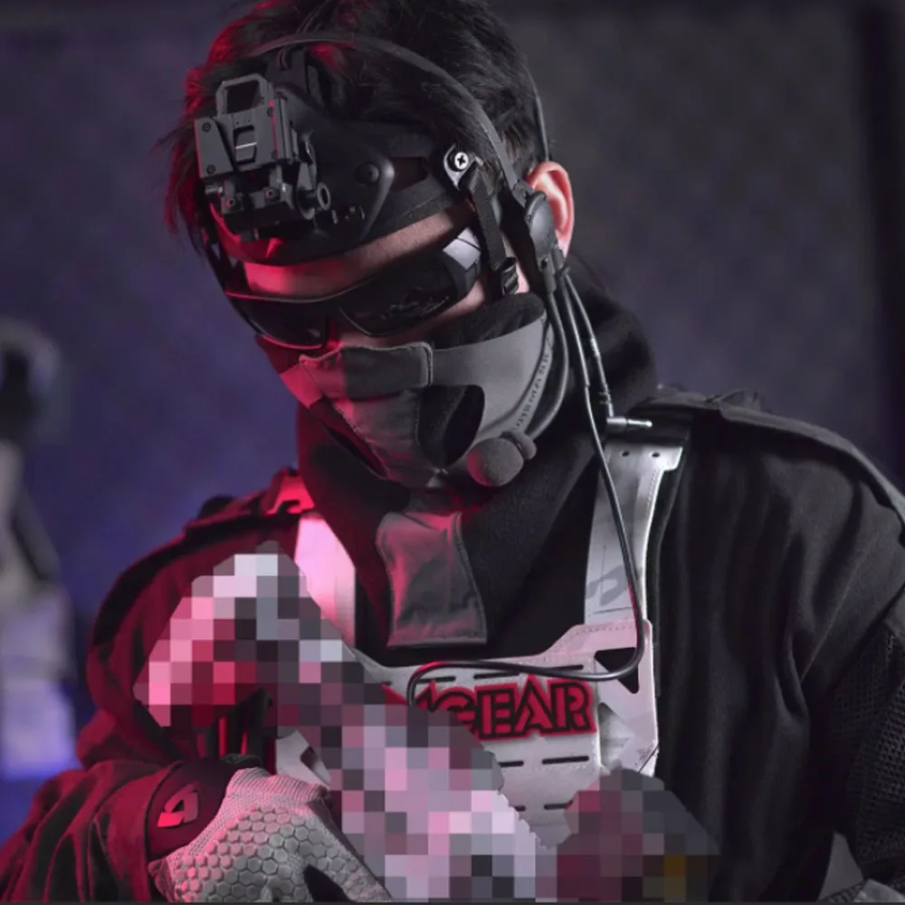 إطار للرؤية الليلية بإطار فولاذي، دعامة تلسكوب مثبتة على الرأس مع حقيبة بطارية تثبيت NVG لمعدات إطلاق كرات الطلاء Airsoft #5