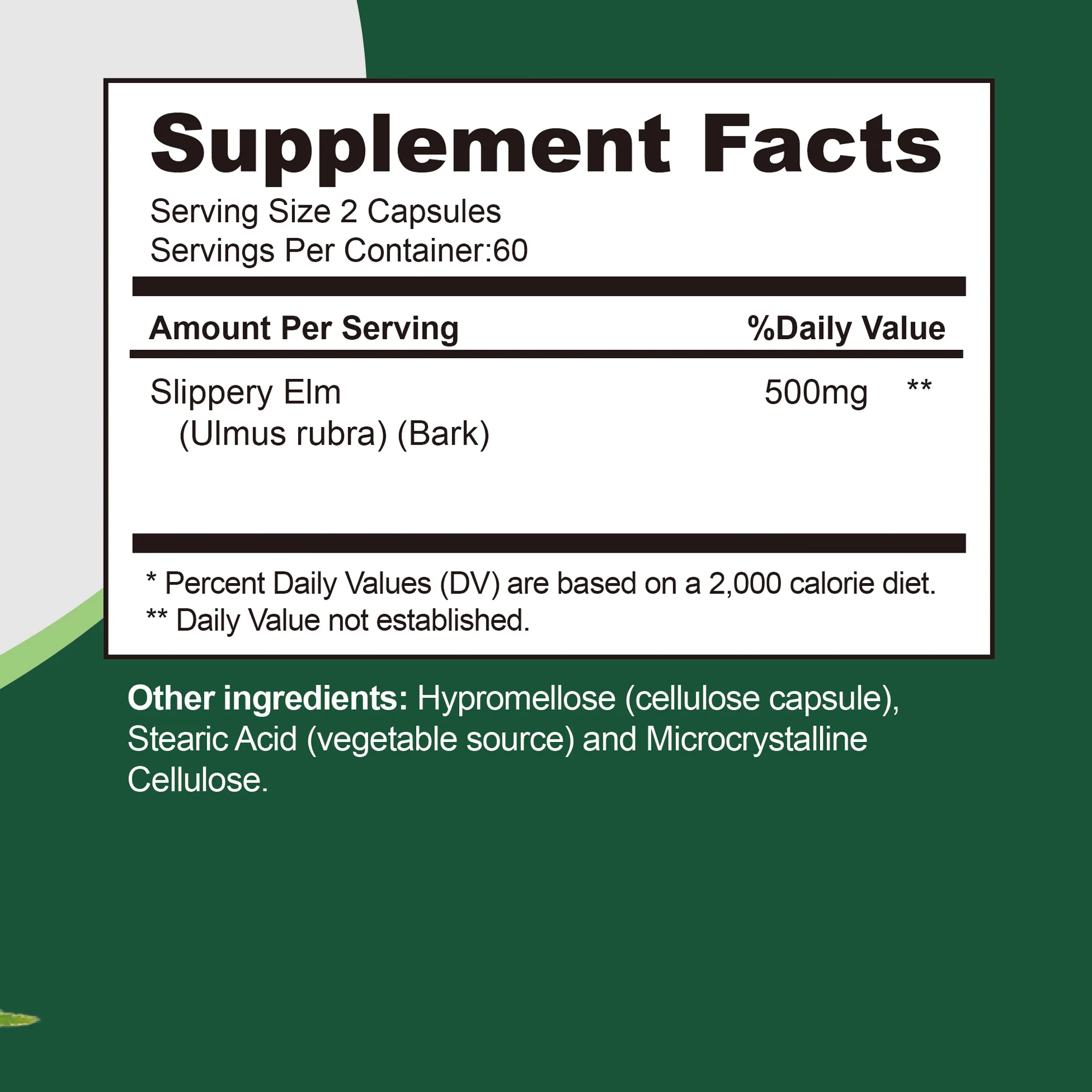 Slippery Elm 400mg - Supports Intestinal Health, Improves Digestion, and Boosts Immunity - 120 Capsules