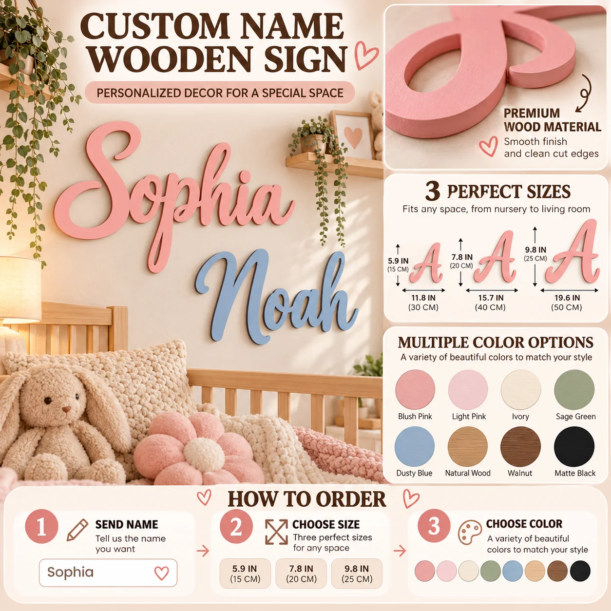 Papan Nama Kayu Custom, Dekora - Nursery ulasan dan harga