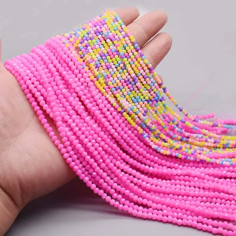 Rondelle de couleur fluorescente 1 2 3 4 6mm, perles en verre de cristal, perles d'espacement amples à facettes pour la fabrication de bijoux, bricolage fait à la main