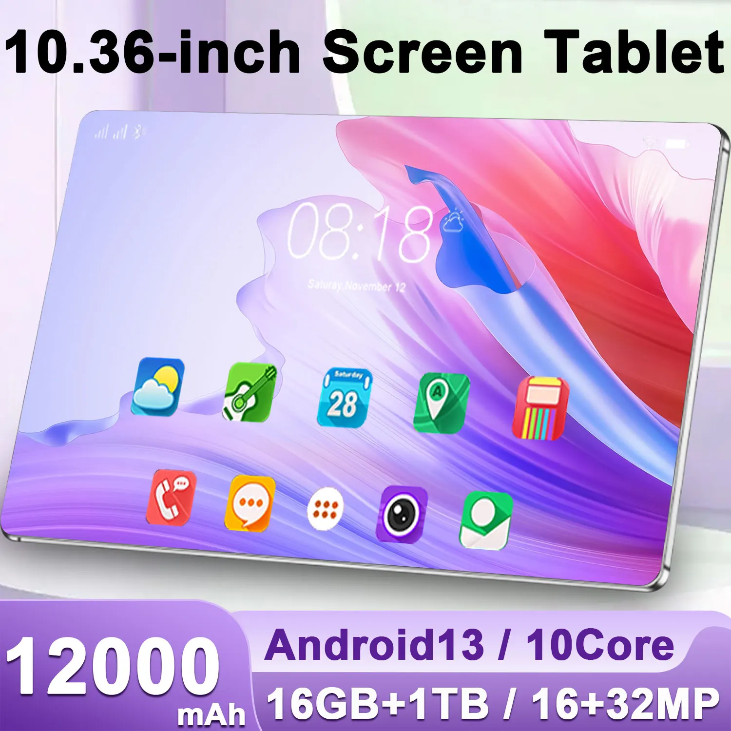 Tablet 5G 2025 Android 13.0 Baru 16GB RAM 1TB ROM Tablet 16MP 32MP 12000MAh 10Core WIFI Bluetooth Jaringan Tablet