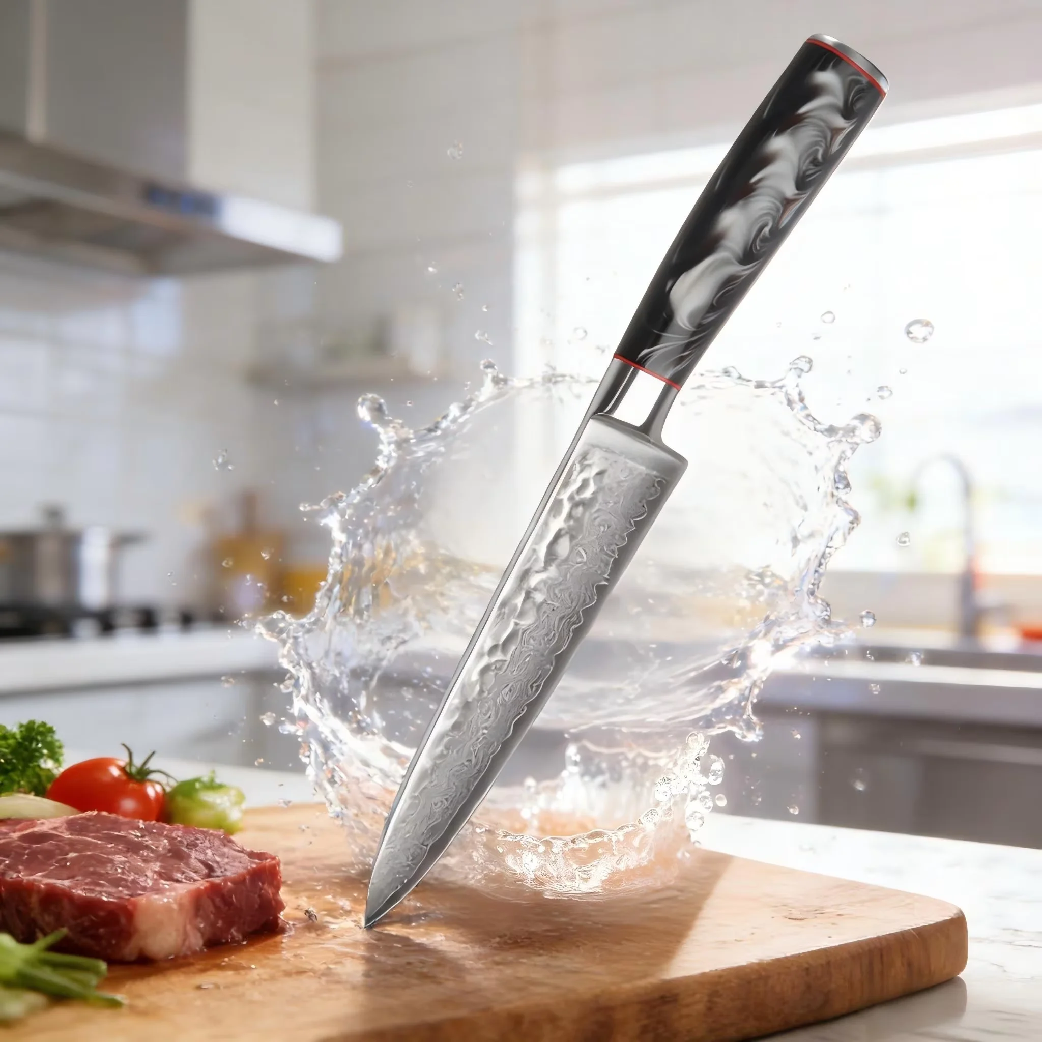 Damastmesser 5 Zoll 67 Lagen Damaststahl Küchenmesser Mit 10Cr15MoV Stahlkern HRC 60+2 Scharfe Klinge Kochmesser Mit Rutschfestem Harzgriff Hammeroptik Für Gemüse Obst Fleisch Schneiden
