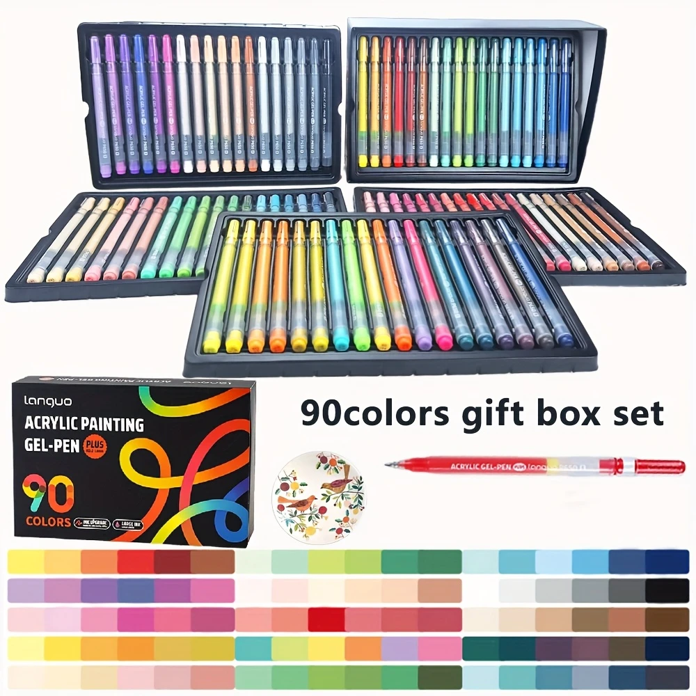 

90 Colors Acrylic Paint Pens Set Waterproof Permanent Acrylic Markers for Canvas Rock Wood Glass Ceramic Painting DIY Crafts Art