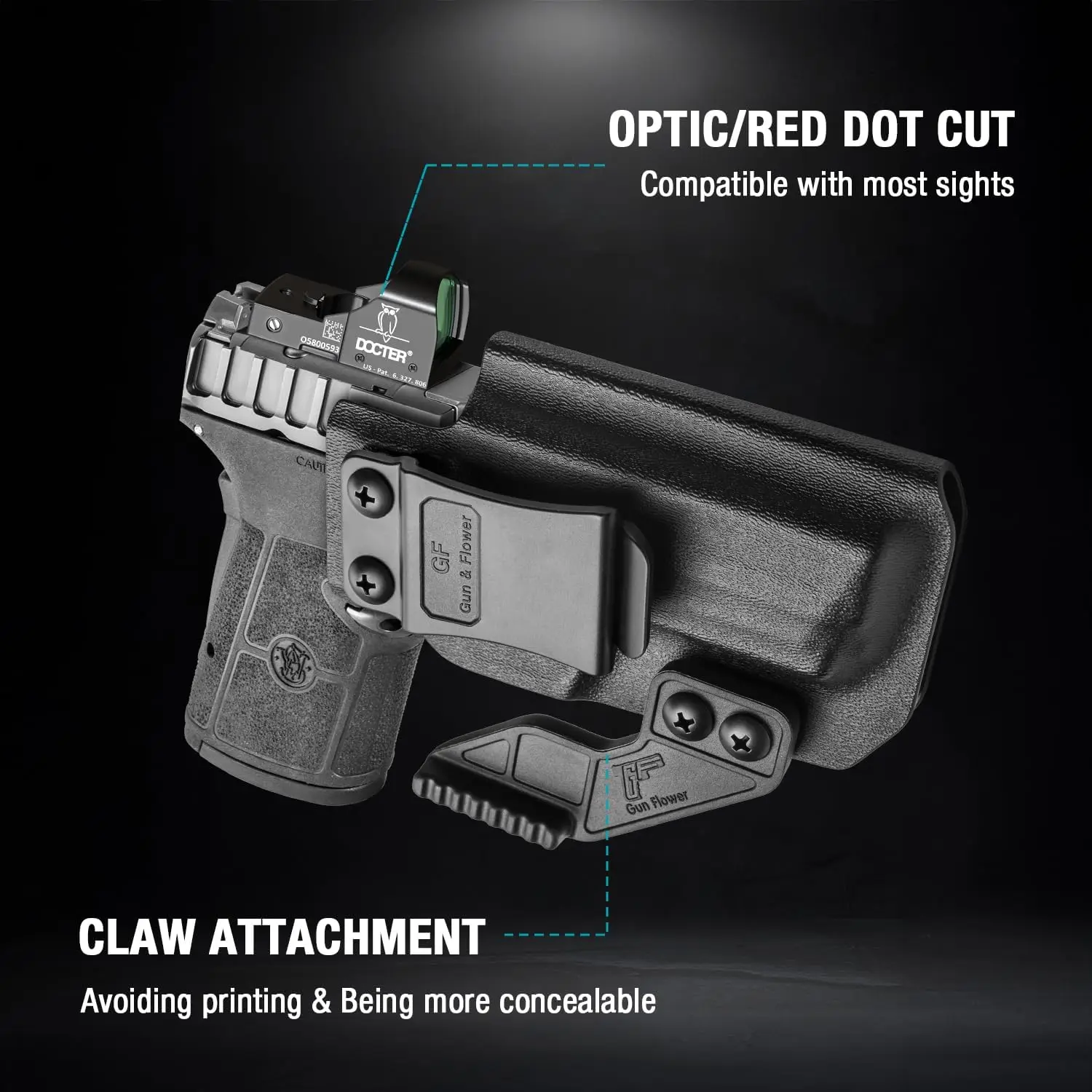 Imagem -03 - Equalizador Coldre Óptica Corte e Garra Iwb Kydex Coldre Também Apto m & p 380 Escudo ez Dentro da Cintura Escondido Transportar s & w