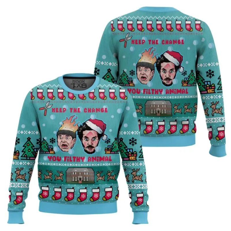 

Keep The Change Home Alone Ugly Christmas Sweater Funny Holiday Pullover Xmas Party Costume Family Christmas Sweater Gift 2026