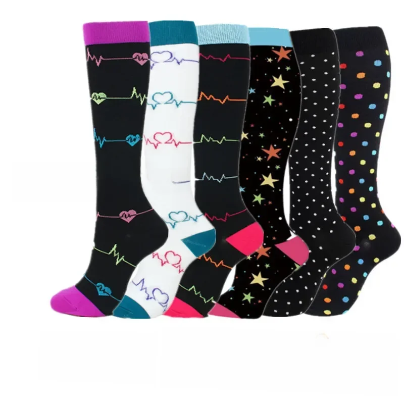 AliExpress 3/5/6/7 Pairs Compression Socks Women Men Knee High Sports Socks Edema Diabetes Varicose Veins Running Cycling Marathon Socks