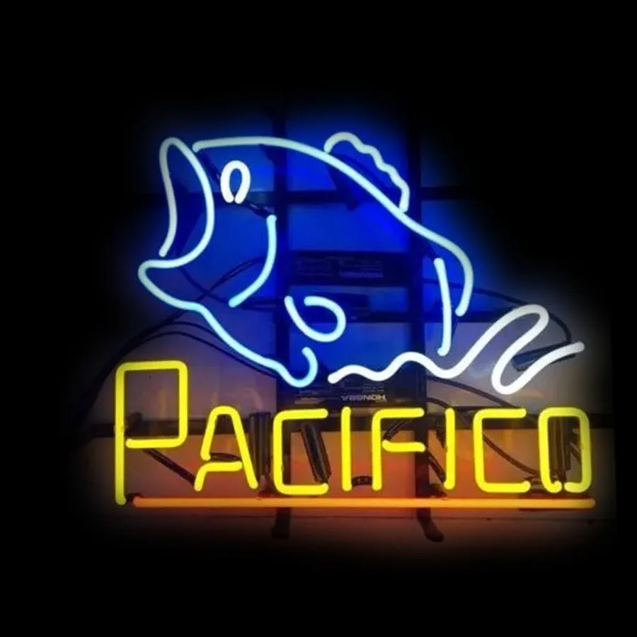 Neon Sign for Pacific fish Cervez Neon Tube vintage sign handcraft Lamp Beer Store Display Car Garage Wall Rom Decor light sign