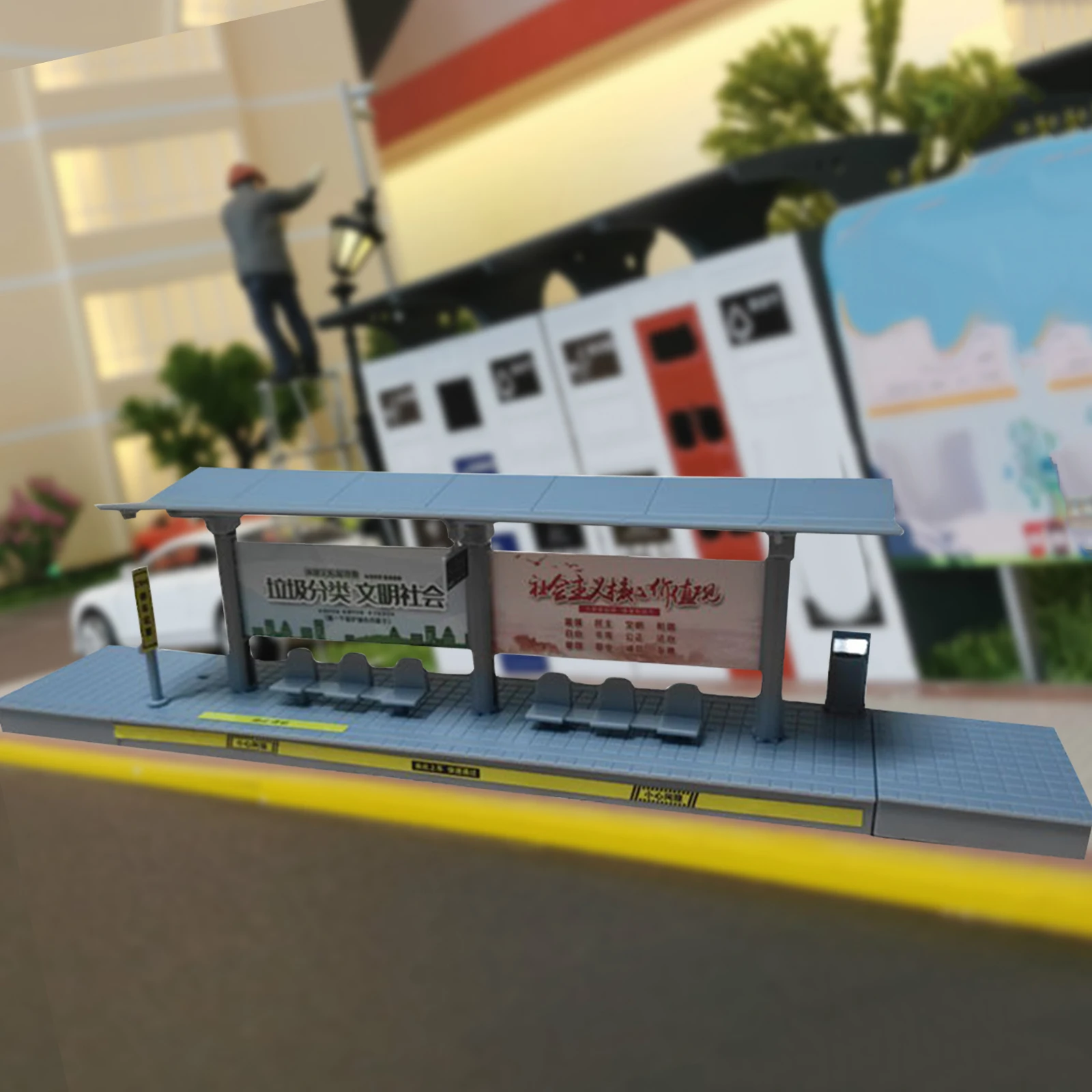 1:64 Scale Metro Station Diorama Model Architecture Scene Model Building Kits DIY Unassembly for Diorama Sand Table Layout Decor