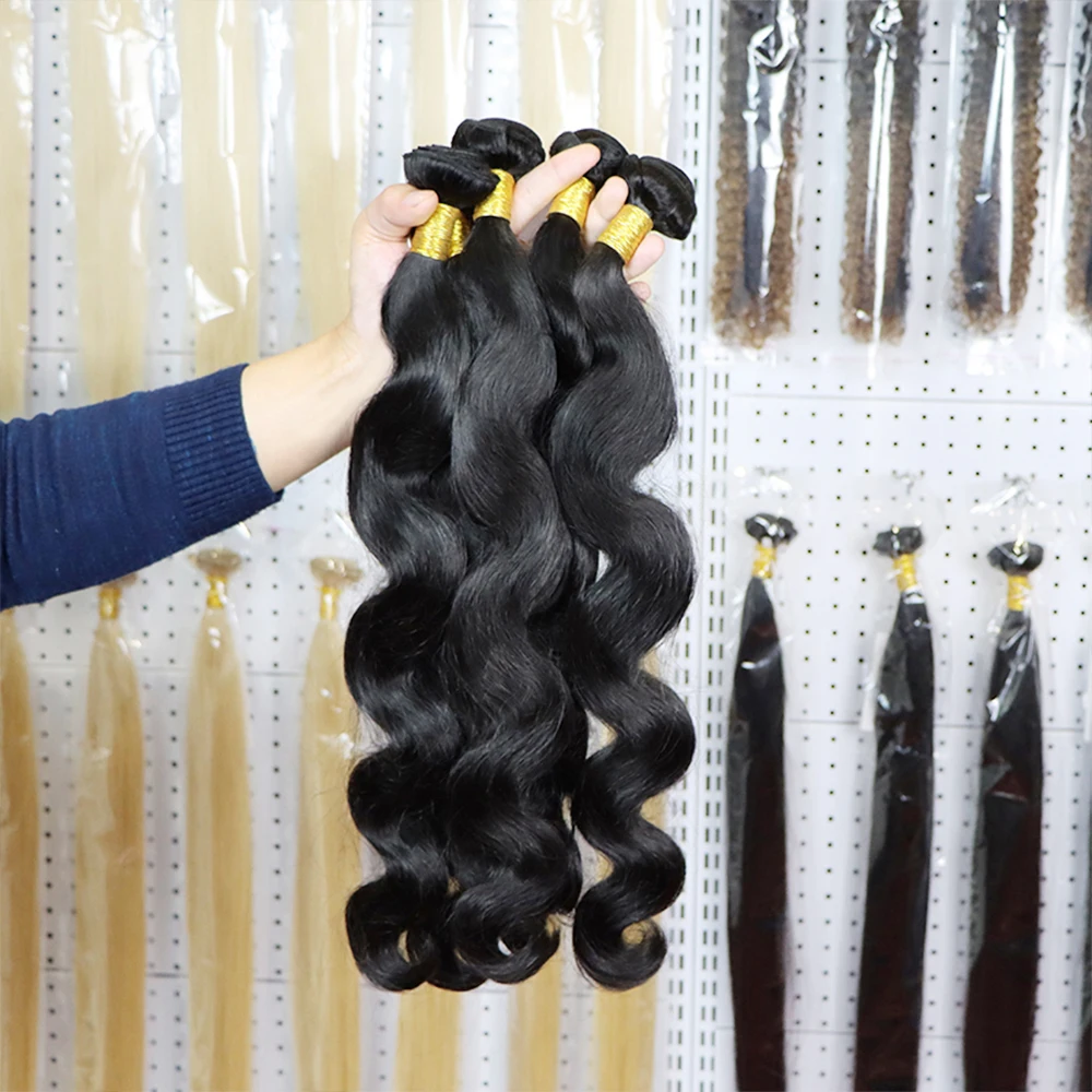 Pacotes brasileiros da onda do corpo com fechamento do laço HD, dobro desenhado, cabelo humano cru, 30"