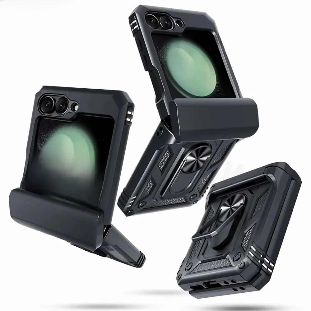 Etui do Samsung Galaxy Z Flip 7 5G Z Flip 6 Wojskowe, odporne na wstrząsy, wytrzymałe, ochronne pancerne etui z magnetyczną podpórką i pierścieniem — zdjęcie produktu 7