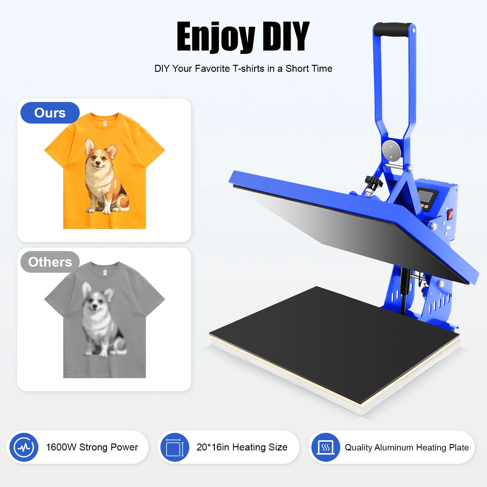 

For T-shirt Auto Open Heat Press Machine 16"x 20" Clam shell Sublimation Transfer, Heat Press Machine for T Shirts