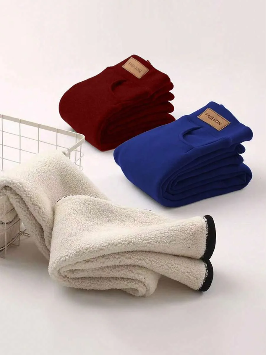 

2-Pack Women's Thermal Fleece Leggings (Red & Blue)- High Waist Tummy Control Yoga Pants,Fleece-Lined Thermal Leggings for Yoga