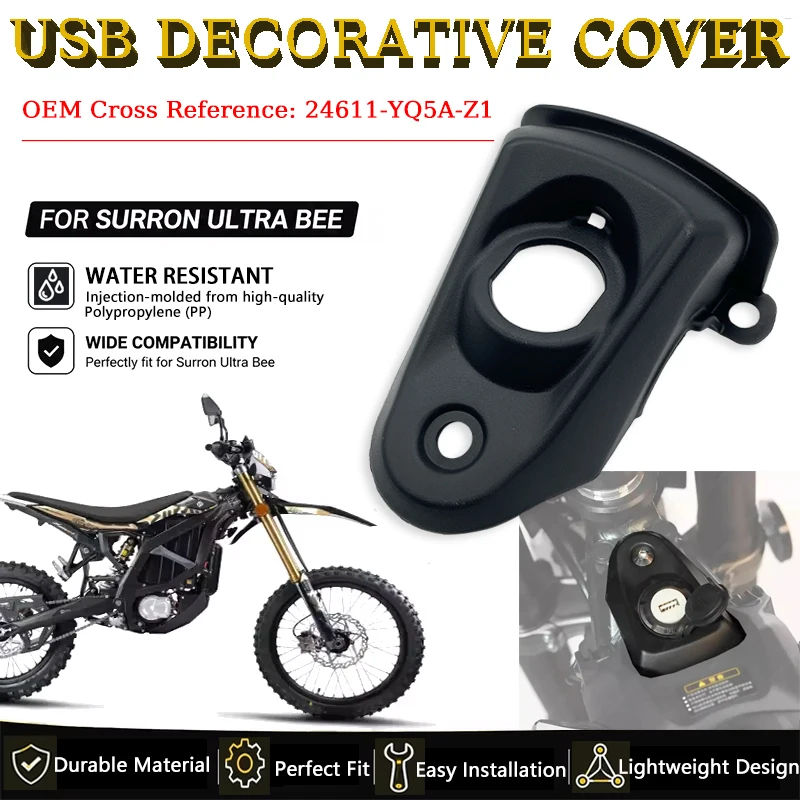 For SURRON Ultra Bee Electric Motorcycle USB Port Installation Cover Charging Dock Protector Guard Mod PP Decorative Covers