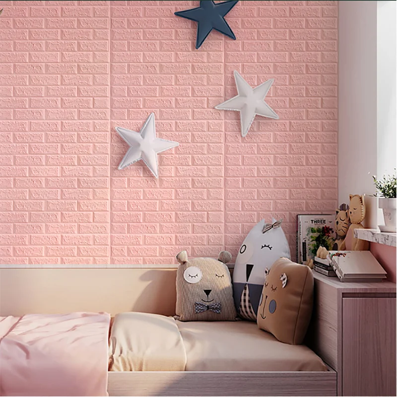 70cm*2m 3D soft foam brick wallpaper sticker roll DIY self-adhesive living room home children's room warm decorative wallpaper image 4