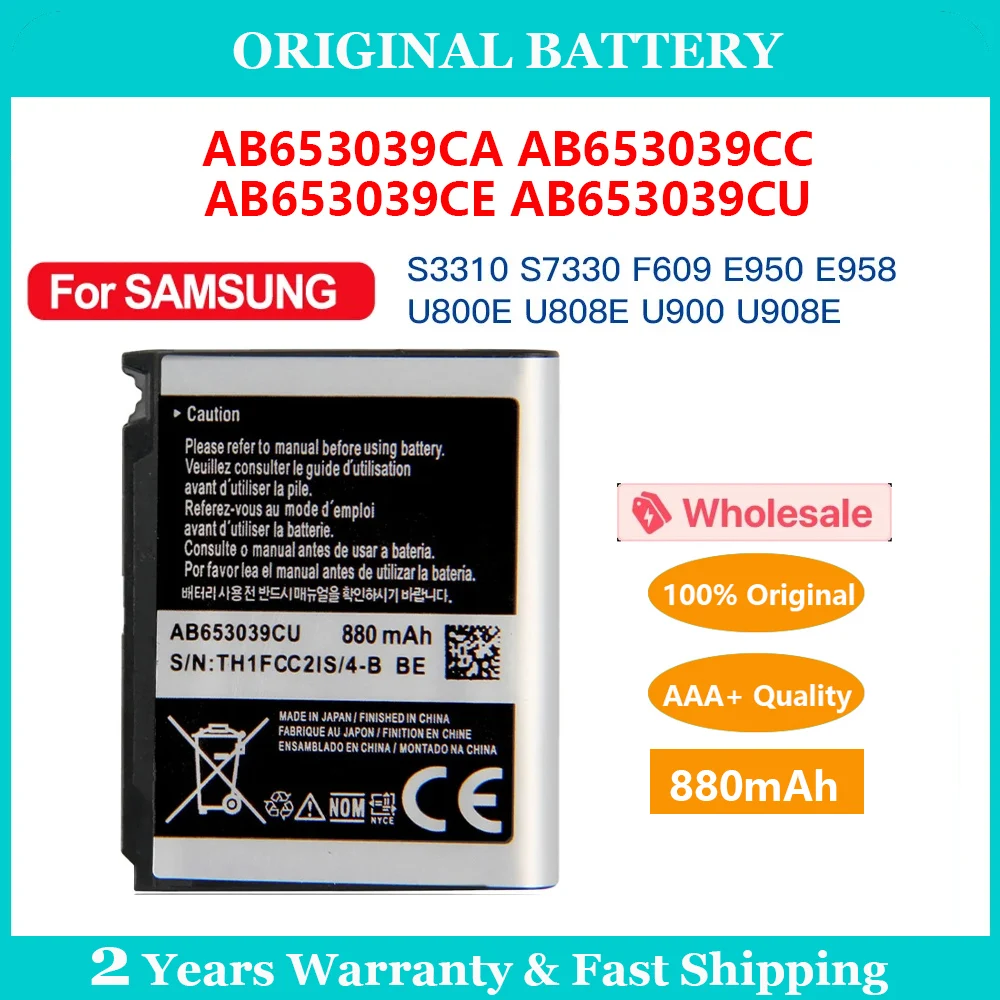 New Original AB653039CA AB653039CC AB653039CE AB653039CU Battery For Samsung S3310 U900 E950 F609 E958 U908E U808E Batteria