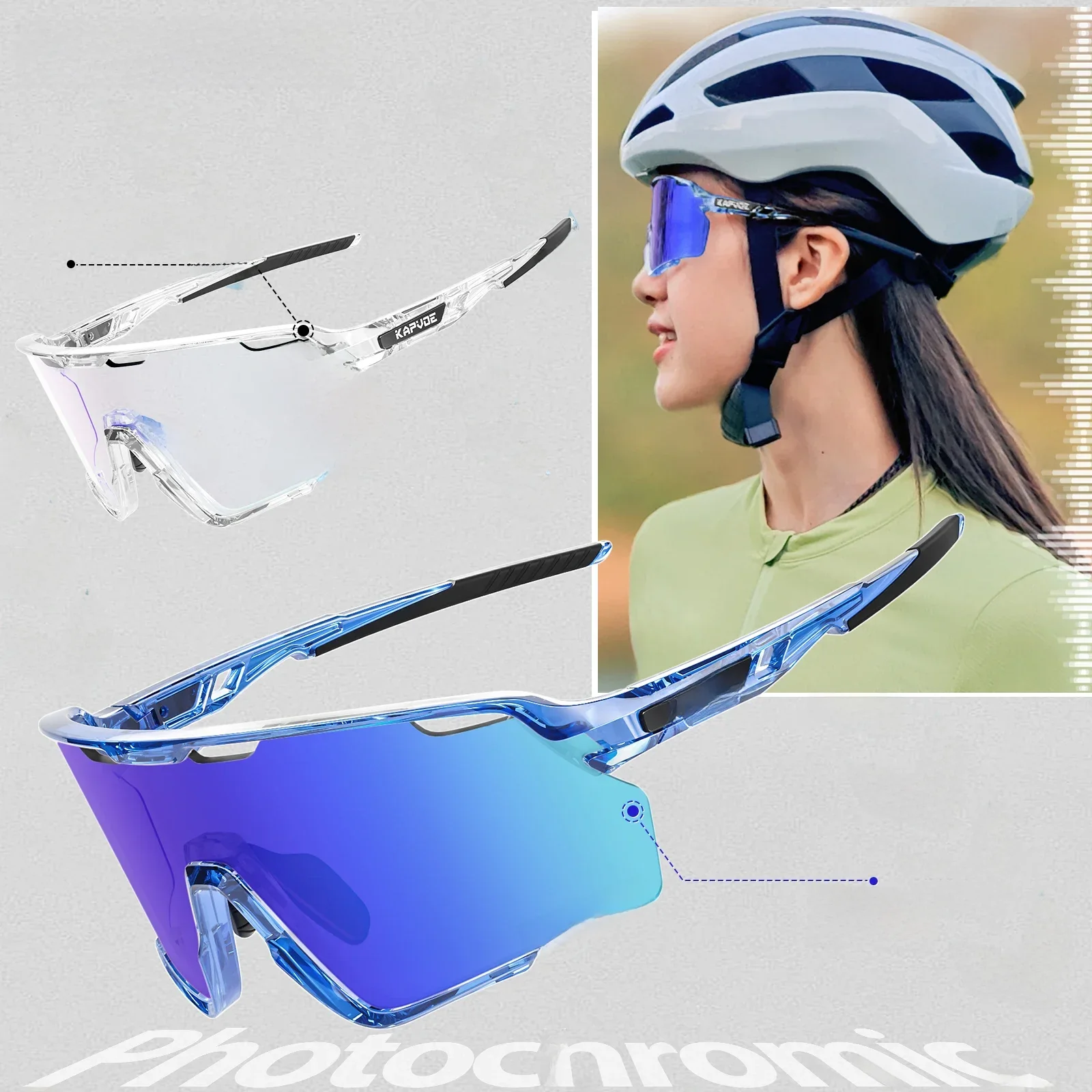 AliExpress kapvoe Kapvoe New Photochromic Frame and Lens Sunglasses Photochromic Cycling Glasses for WomenUV400 Sports Eyewear Bike Bicycle UV400