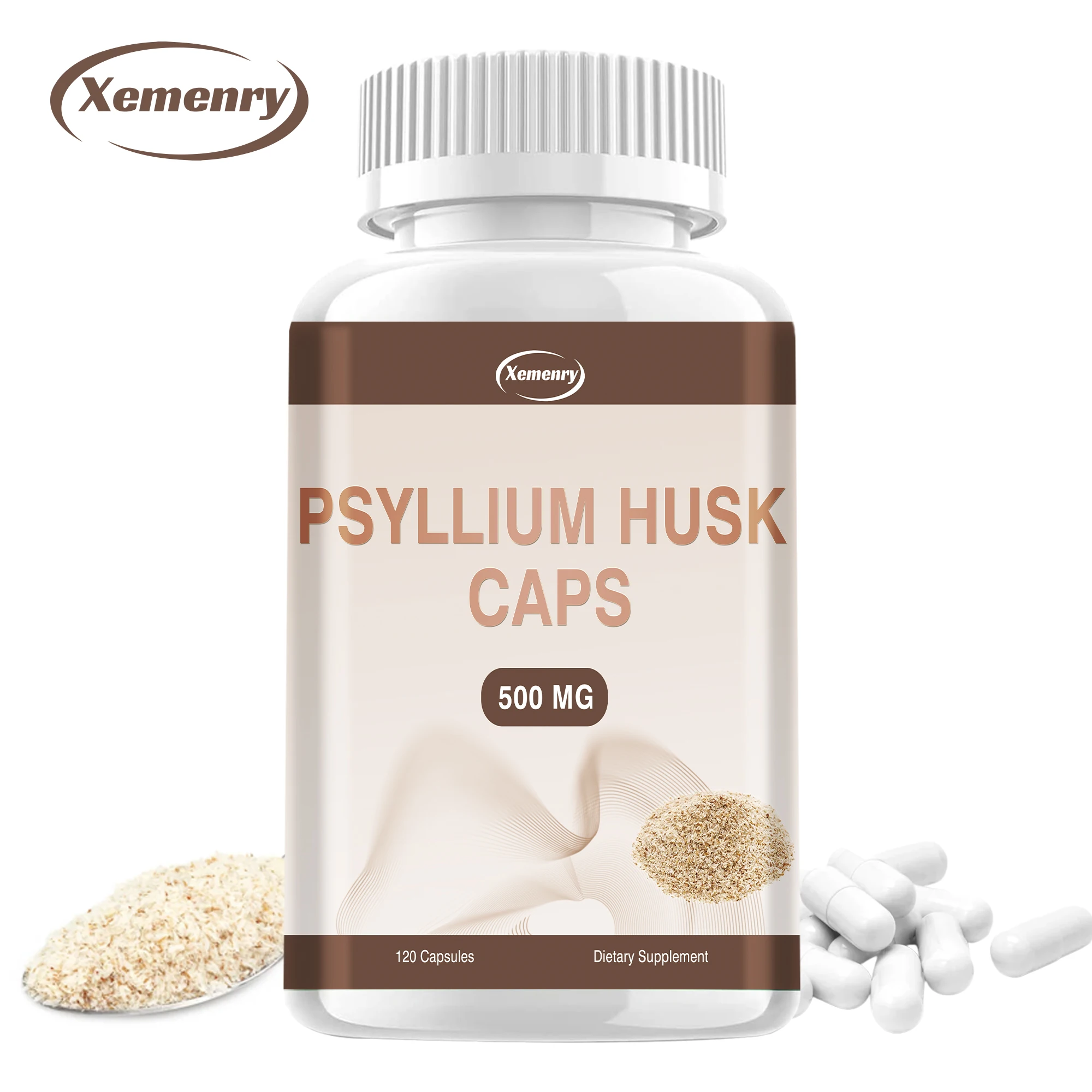 Colon Cleansing Psyllium Husk, Suporta sistema de digestão saudável, Alivia o inchaço, Aumenta a imunidade, 120 cápsulas