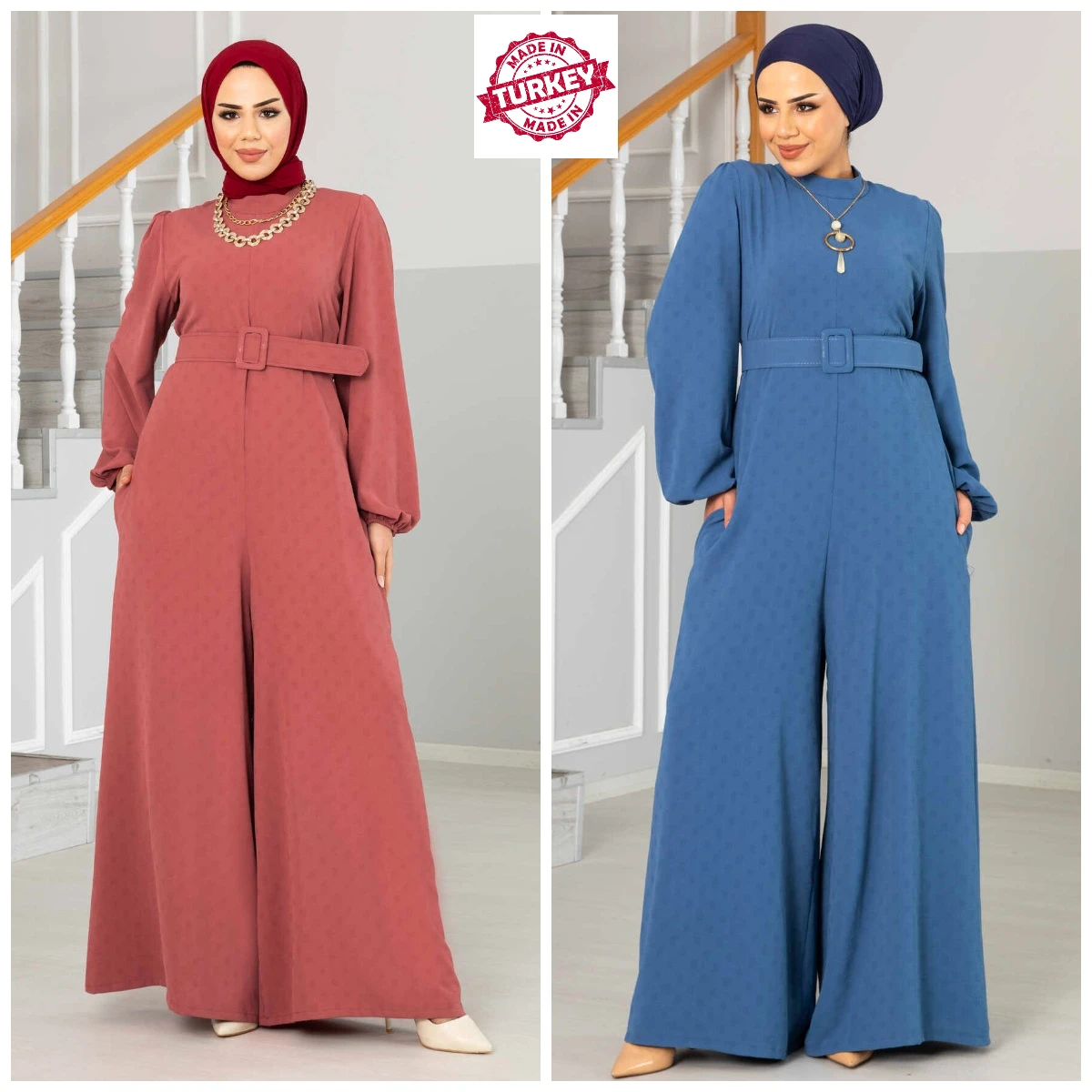 

Alin Polka Dotted jumpsuit women's New Fashion dress 2023 Muslim Abaya Turkey Islamic clothing veingrette