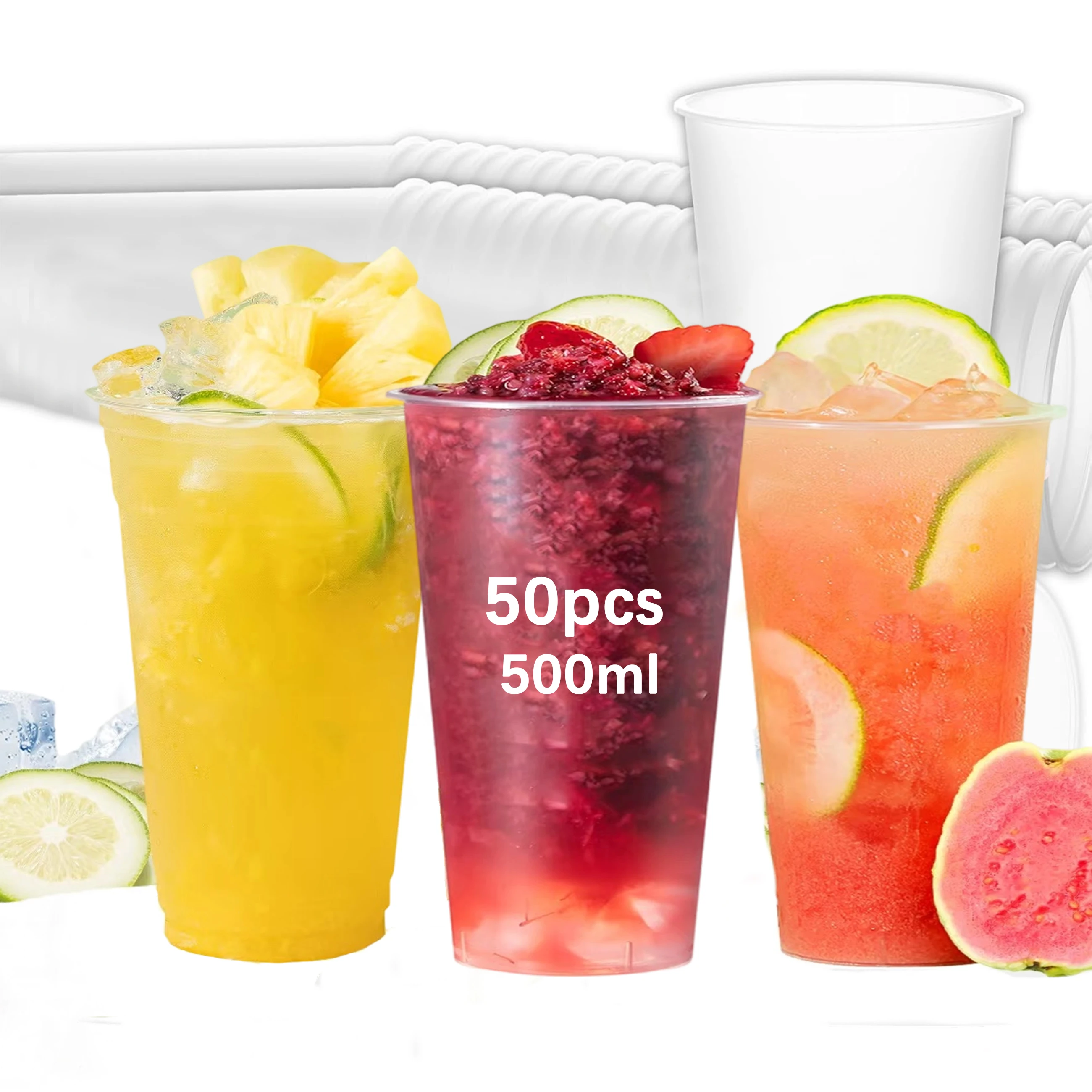 100er-Pack 500ml Wiederverwendbare Plastikbecher - Robuste Plastik-Cocktailgläser Mehrzweck-Trinkgläser Künstlerische Heim- & Garten-Küchen-Esszimmer-Bar-Trinkwaren