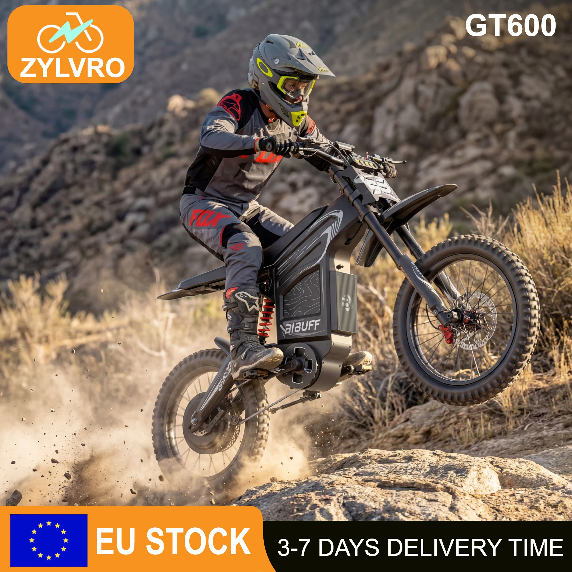 GT600 Offroad E Bike, mit 7500W Motor & 72V 30AH herausnehmbarem Akku, mit maximaler Reichweite von 150 km, Vollfederungssystem, Elektromotorrad für Erwachsene, Allterrain-Elektrofahrrad