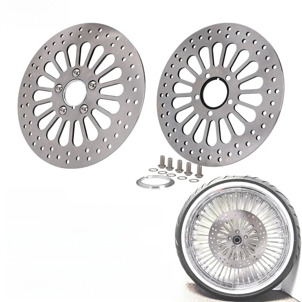 Motorfiets Voor Achter Remschijf Rotor Set Voor HARLEY Touring Softail Sportster Dyna 1984-2013 420 Rvs Elektrische fiets - afbeelding 2