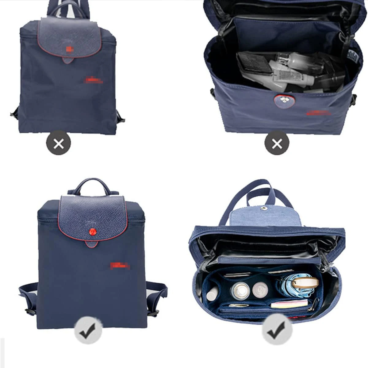 منظم حقيبة الظهر للمحفظة لـ le pliage حقيبة الظهر منظم إدراج حقيبة اللباد متعدد الجيب #4