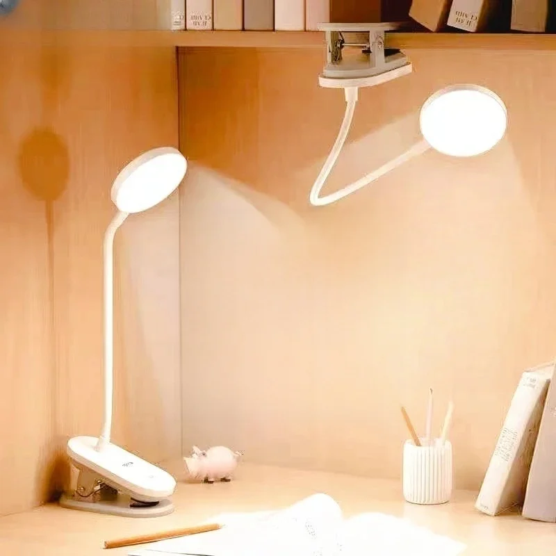 LED Study Book light Touch Table lamp Adjustable Angle Bedroom lamp Clip-on Desk lamp with both charging and plugging functions