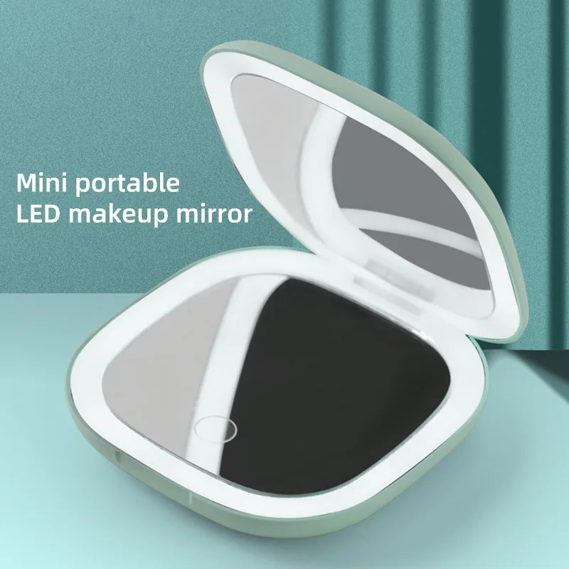 

LED makeup mirror with light 5X magnification portable folding small mirror double-sided makeup mirror portable pocket mirror