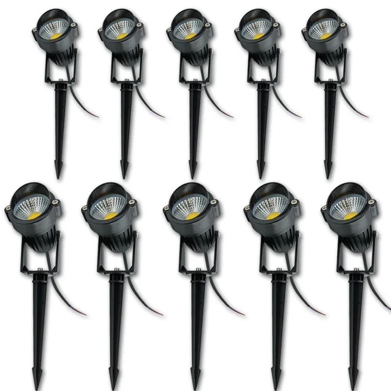 Spot lumineux Led imperméable avec technologie COB, éclairage d'extérieur, luminaire de paysage, idéal pour le jardin, 3/5W, dc 12/24V, 110/220V, 10 unités