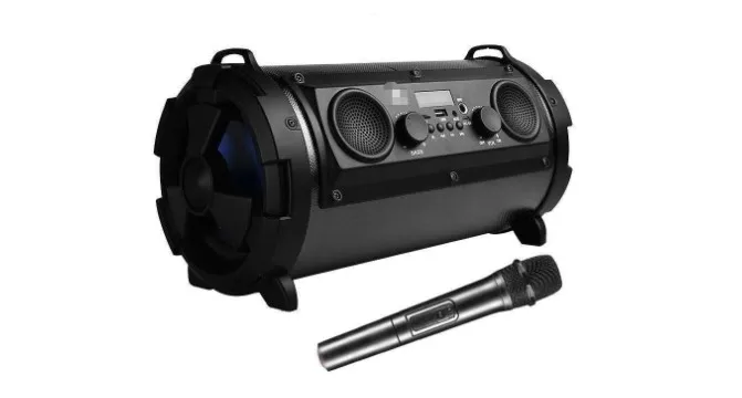 

Party Box On-The-Go - A Portable karaoke party speaker with wireless microphone, 30W power output,Pro Sub woofer Sound