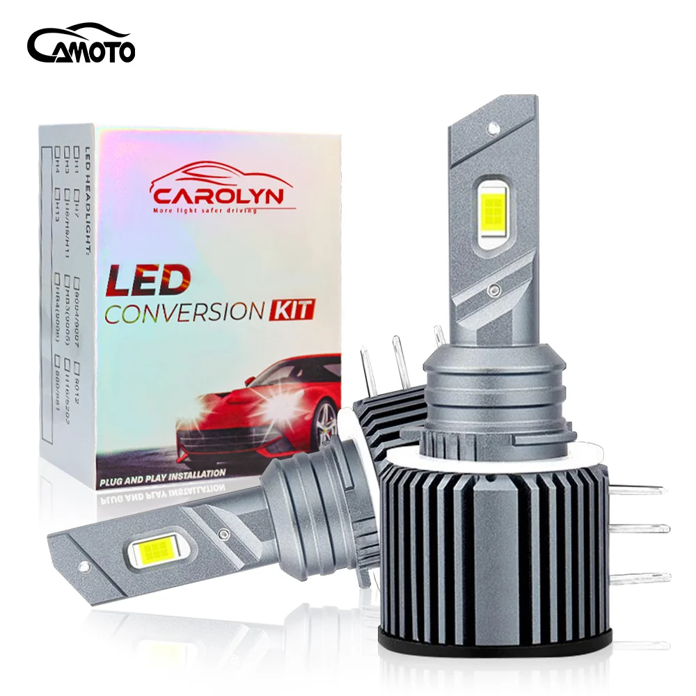 

CAMOTO LED H1 H3 H4 H7 H11 12V/24V 6000K Bright White HB3 9005 HB4 9006 HIR2 9012 Car Headlight LED Light, 2x