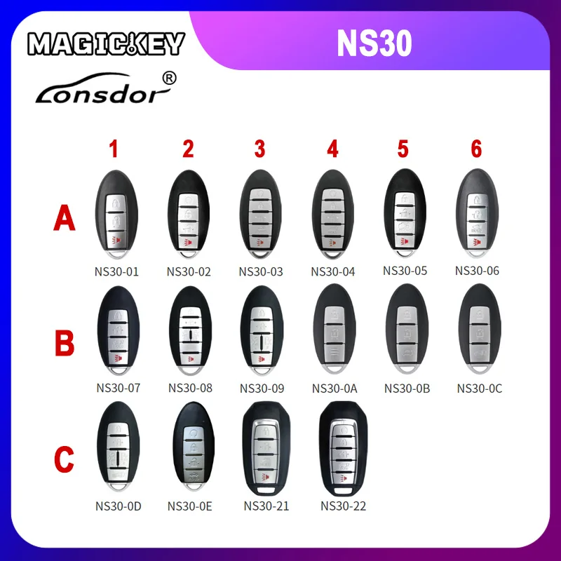Lonsdor NS30 for Nissan Armada Tiida Qashqai Altima Maxima Sentra for Infiniti Remote Smart Key FOB 315MHZ 433MHZ ID46 ID47 ID4A