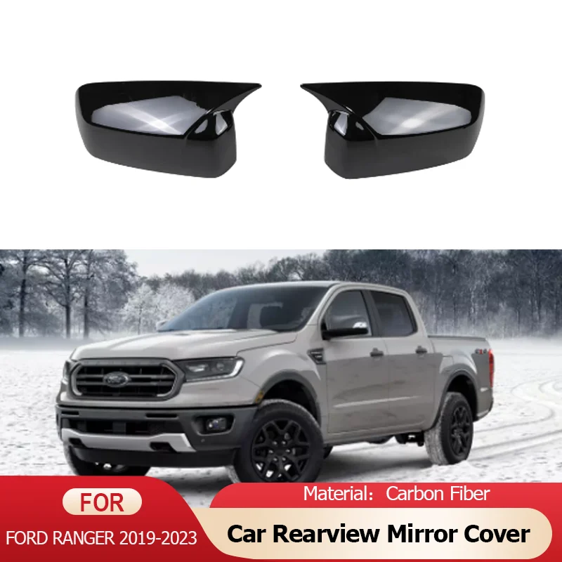 

Carbon Fiber Car Rearview Side Mirror Cover Wing Cap Exterior Door Rear Trim for Ford Ranger T6 Raptor Wildtrak 2022 2019~2023