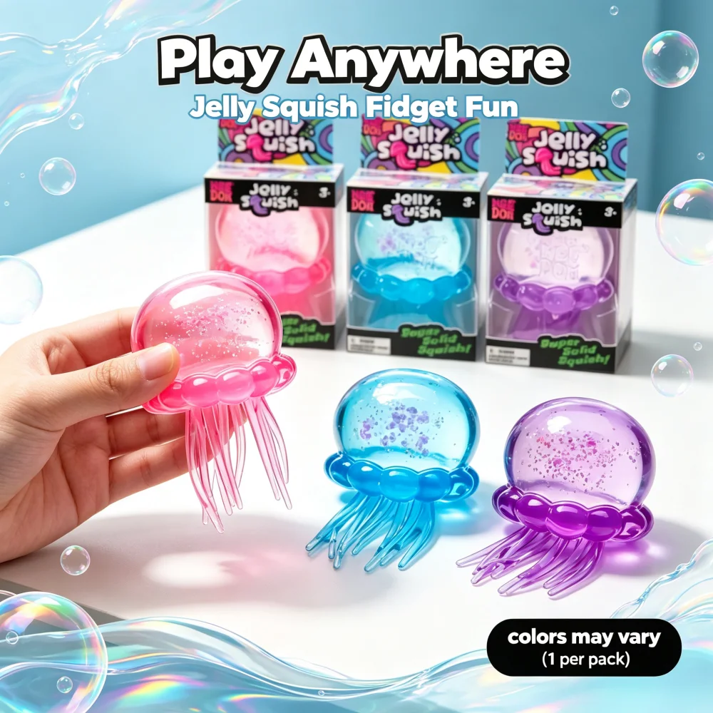 Trending Nee Doh Jellyfish & Cube Squish Toy, Soft Jelly Squeeze Stress Relief Fidget Toy, Sensory NeeDoh for Kids & Adults