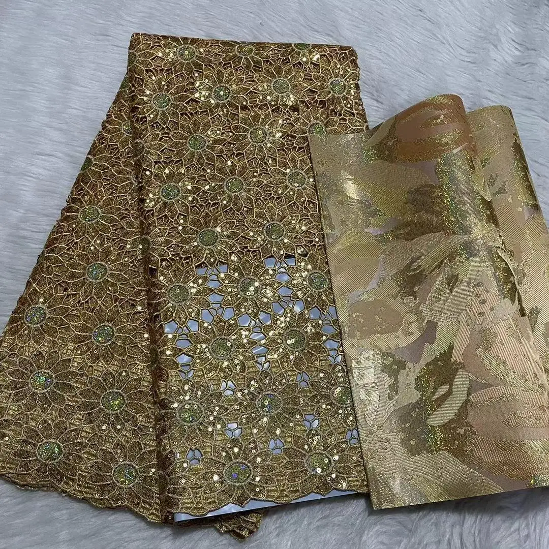 

African Water Soluble Lace Fabric, French Tulle, Sequins Embroidery, Guipure Cord, Lace Material for Dress, Highest Grade