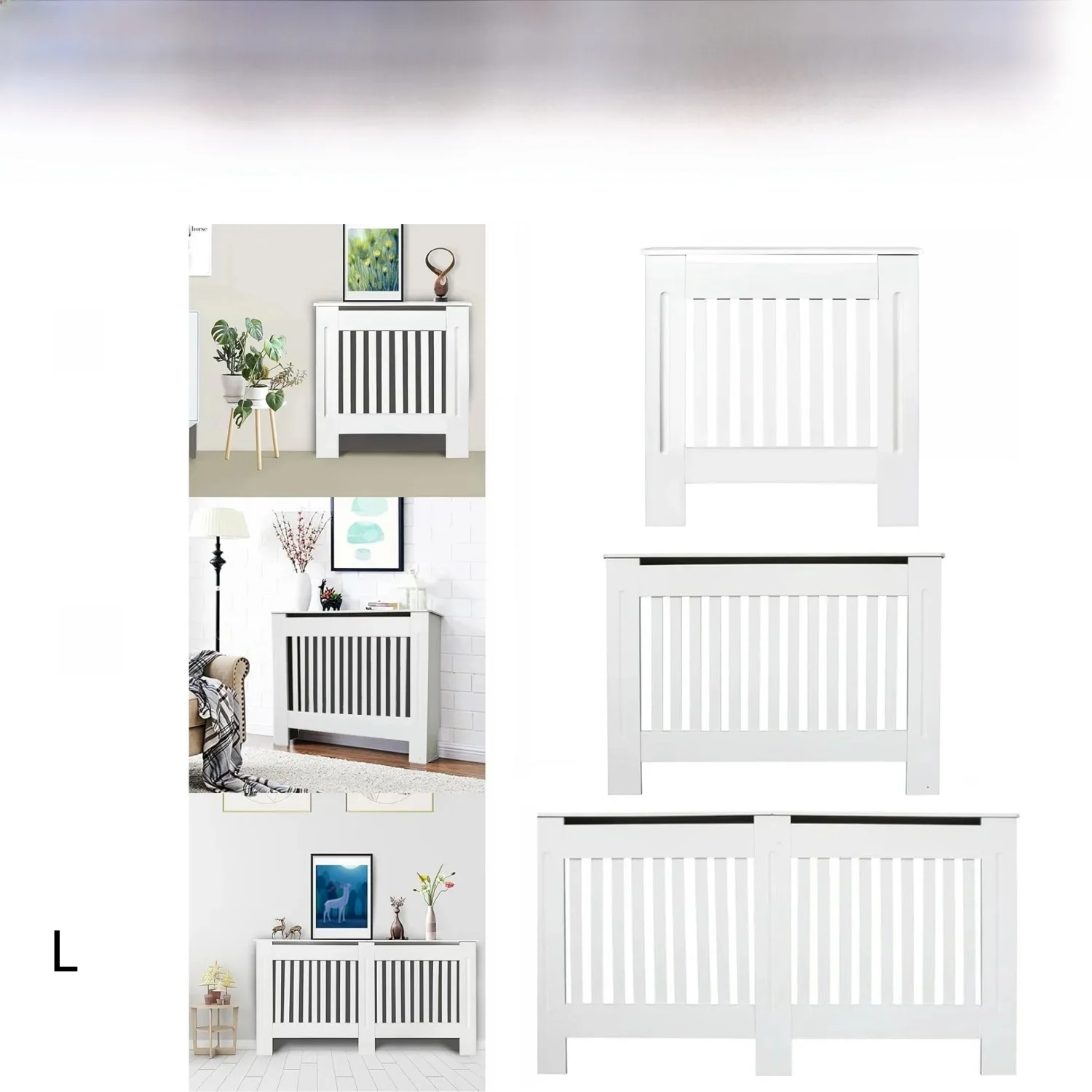 BRIEFNESS Radiator cover Wooden wall-mounted White painted MDF cupboard heater cover Modern heating cover Barbecue cabinet shelf