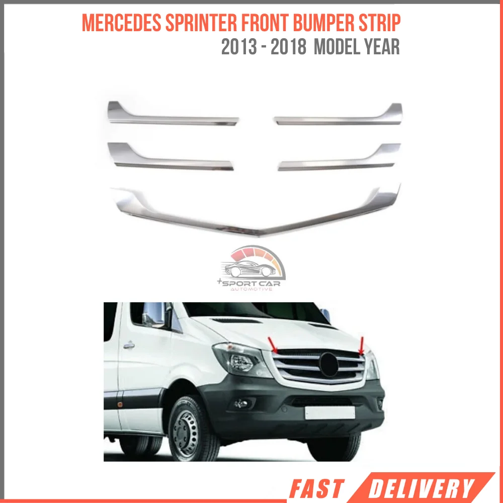 

Chrome front grille five pieces car accessories exterior parts for Mercedes Sprinter W906 2013 - 2018 sports Tuning-Free Shipping