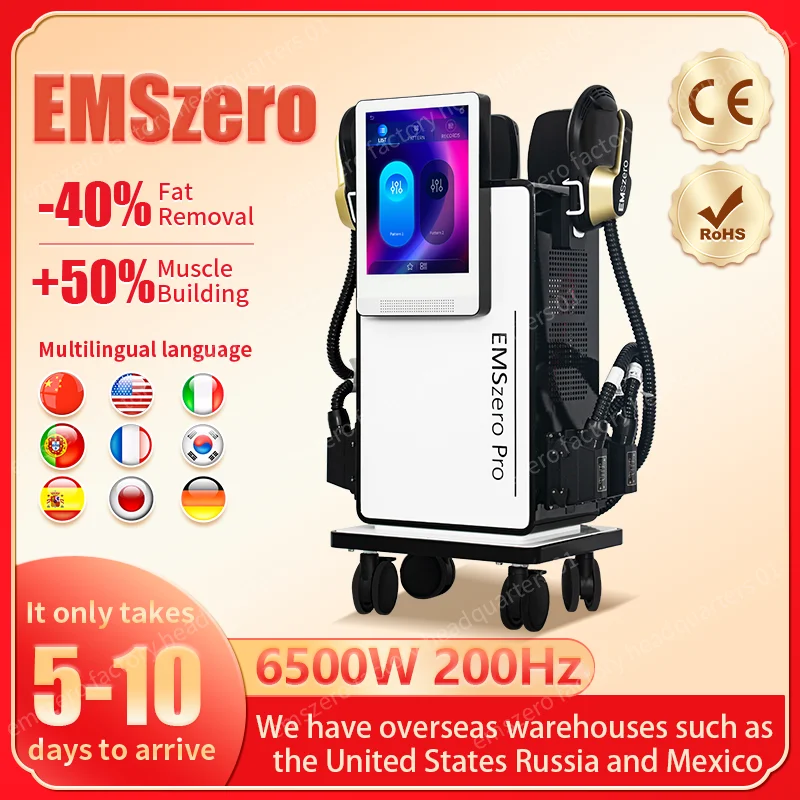 

EMSzero 6500W EMS Hi-emt RF Electromagnetic Muscle body sculpting Machine Nava With 4Handles RF Shap Pelvic Stimulation Salon