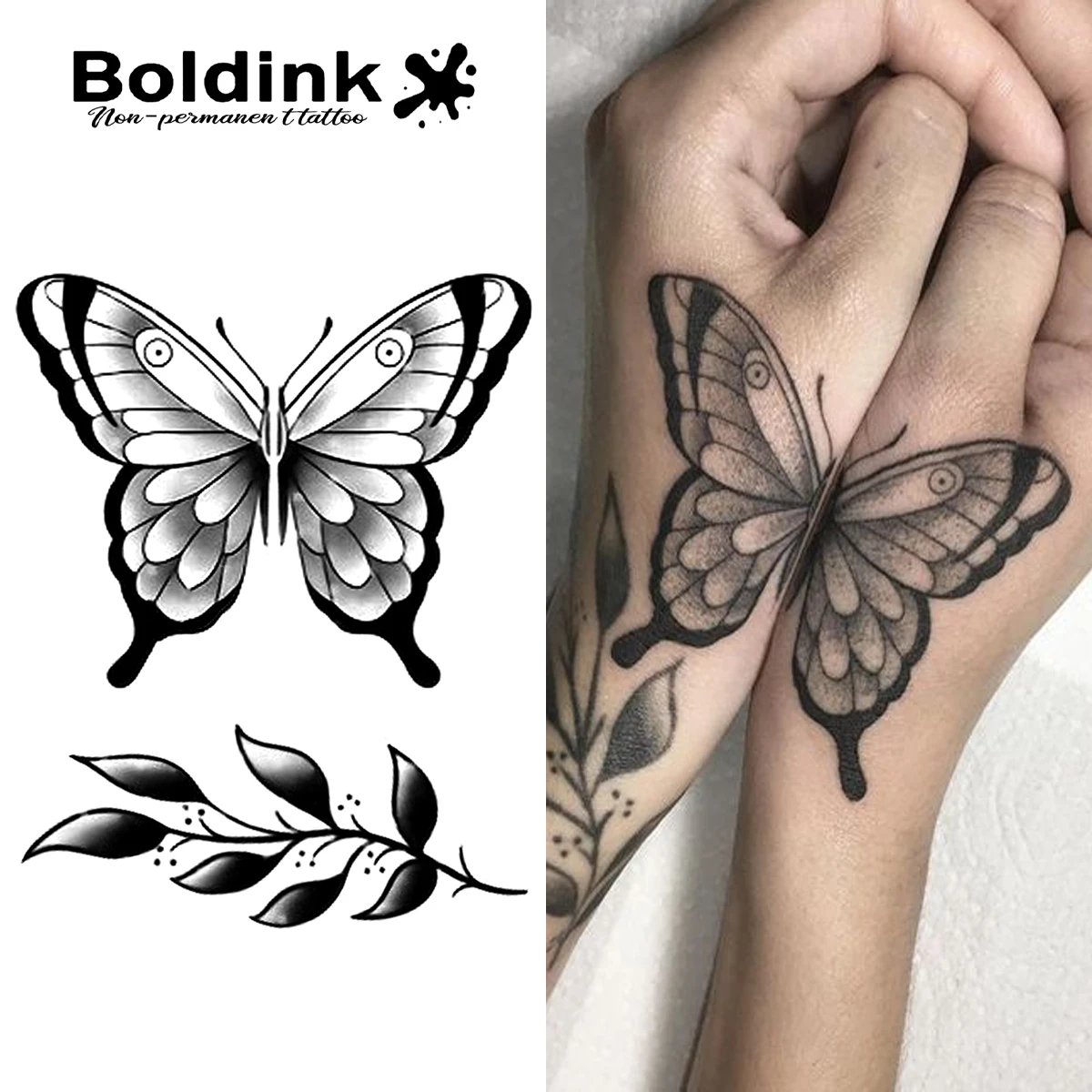 Boldink Butterfly Temporary Tattoo,Lasts To 15 Days New Technology Magic Waterproof Semi Permanent Sticker.