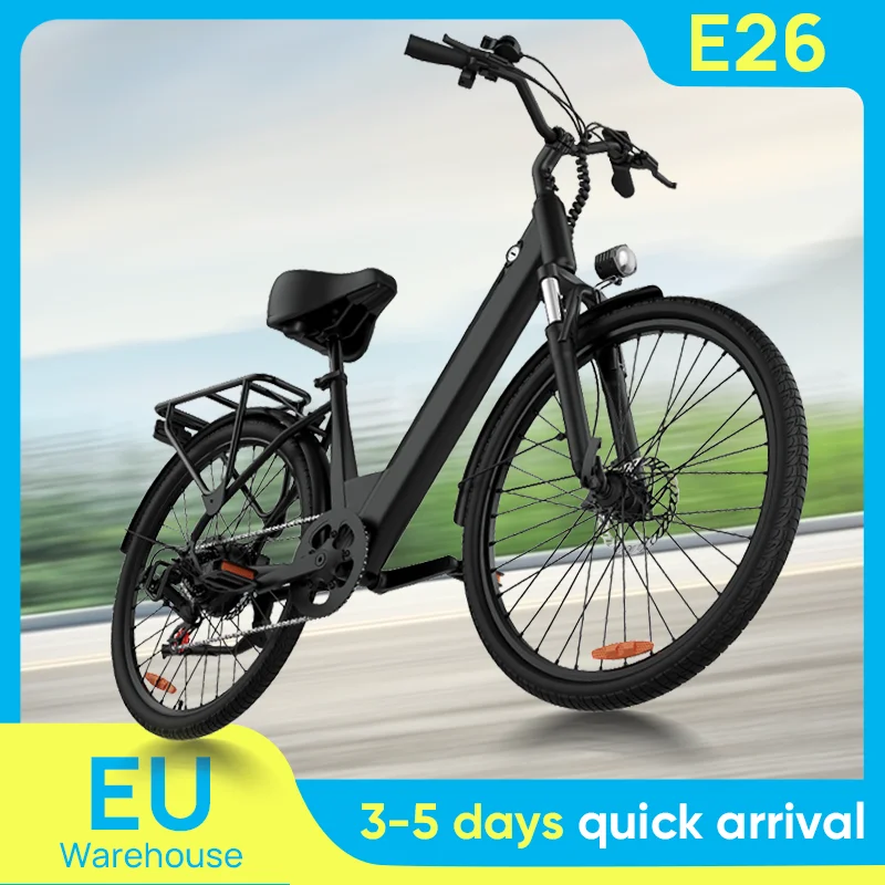Urlife E26 750W pneus 36V 13Ah 26x2 "affichage LCD amovible vitesse 7 vitesses freins à disque hydrauliques pour adultes e-bike banlieue