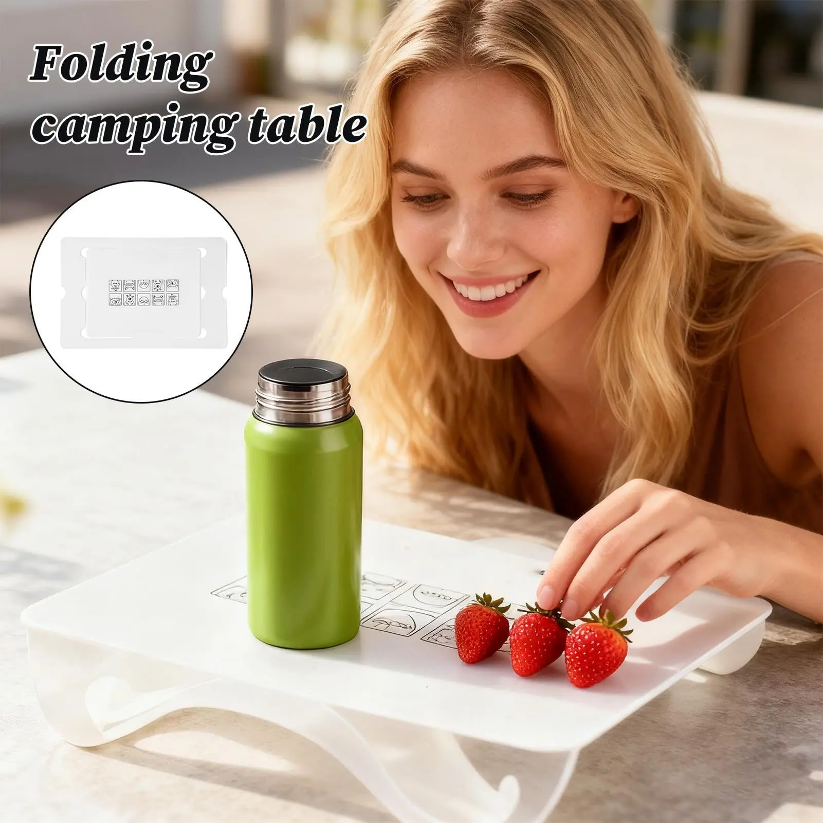 

Camping Table, Lightweight Food-Grade Tray Board, 1-Piece, Beach Table, Heat-Resistant Design, Ideal for Picnic Beach BBQ Dining