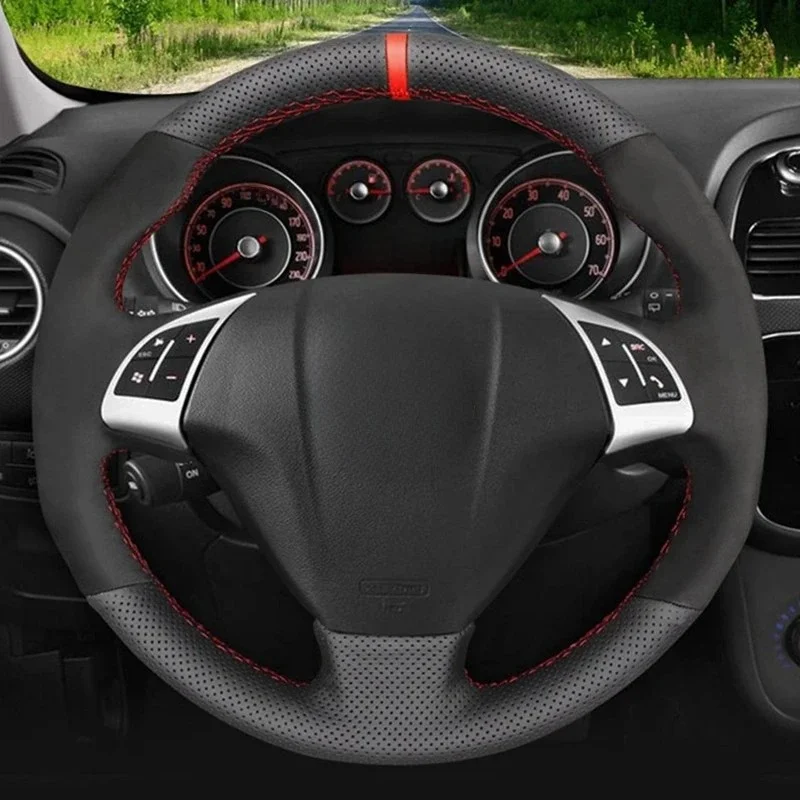 Juste de volant de voiture en cuir véritable noir, daim pour Fiat Punto Bravo Linea 2007-2019, Qubo Doblo 2008-2015, Grande Punto, bricolage