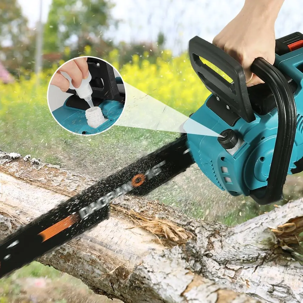 3500W Bürstenlose 16-Zoll-Akku-Elektrokettensäge mit geringem Rückstoß und Vibration, handgeführter Gartenholzschneider mit automatischer Ölfunktion zum Baumfällen, Trimmen und für die Holzbearbeitung – Detail 3