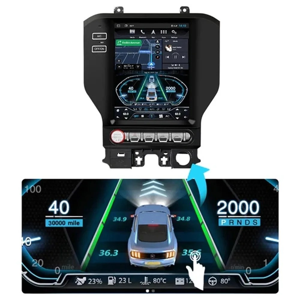 

AuCar 10.4'' For Ford Mustang 2015-2020 Android 13 Touch Screen Car Stereo Apple CarPlay Android Auto GPS Navigation BT WiFi