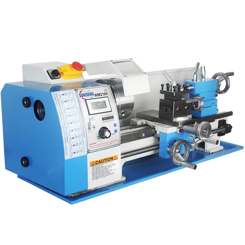 WM210V Metal Lathe 1100W/850W 1.1kw Brushless Motor All Steel Gear 38mm Spindle Bore Hole +125mm Chuck Mini Lathe Machine